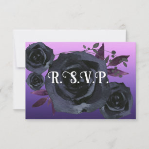 Elegant Purple Black Rose Photo RSVP Invitation