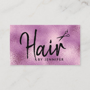 Elegant purple & black scissors hairstylist business card
