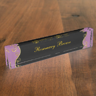 Elegant purple-black swirl Nameplate