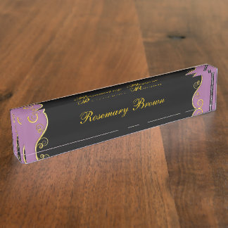 Elegant purple-black swirl Nameplate