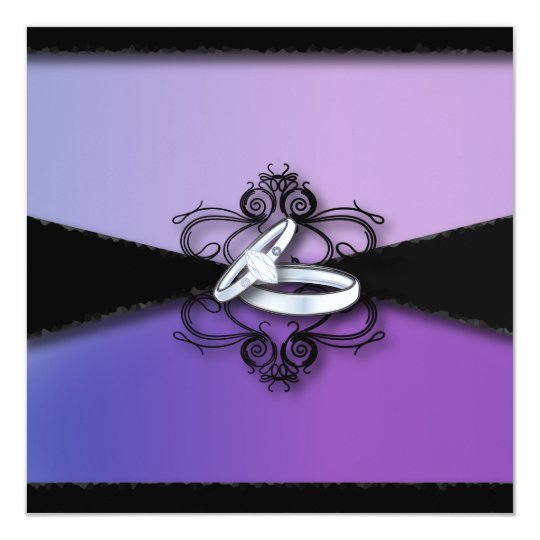 Elegant Purple Black Wedding Invitation