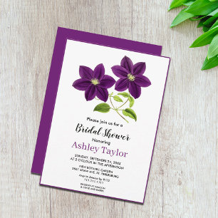 Elegant purple blossom boho floral Bridal Shower Invitation