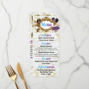Elegant Purple Blue African Gender Reveal Photo Menu
