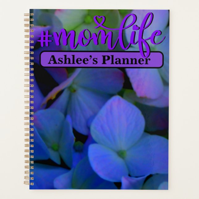 Elegant purple blue Blue floral for her #mum Planner (Front)