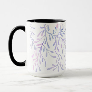 Elegant Purple & Blue Botanical Leaf Pattern Mug