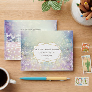 Elegant Purple Blue Gold Geometric Envelope