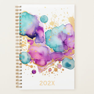Elegant Purple Blue Magenta Gold 2024 Planner