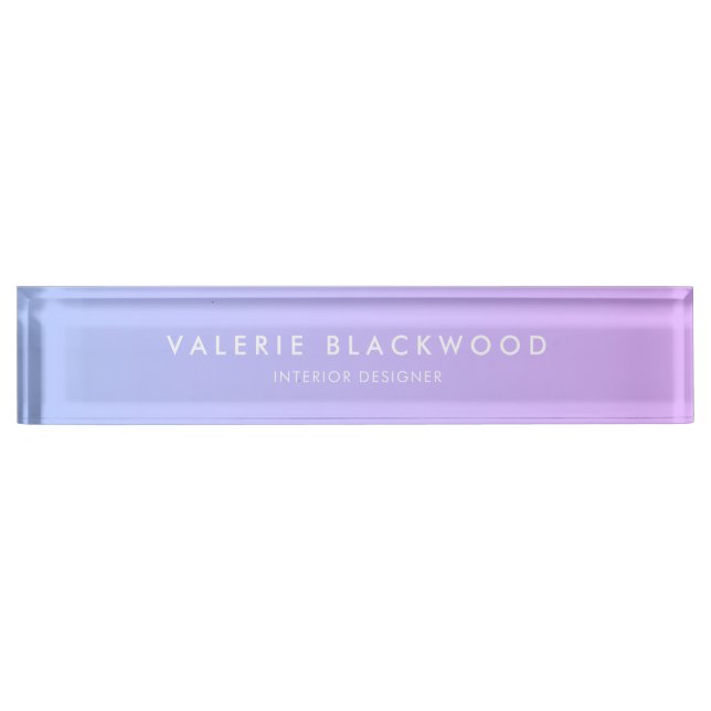Elegant Purple Blue Ombre Nameplate (Front)