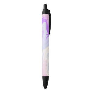 Elegant Purple Blue White Abstract Watercolor Black Ink Pen