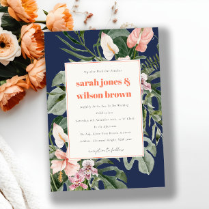 Elegant Purple Blush Boho Tropical Floral Wedding Thank You Card