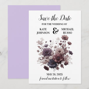 Elegant Purple Blush Floral Wedding Save The Date