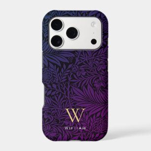 Elegant Purple Boho Botanical Pattern Monogram