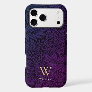 Elegant Purple Boho Botanical Pattern Monogram