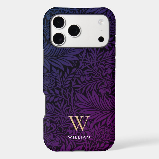 Elegant Purple Boho Botanical Pattern Monogram (Back)