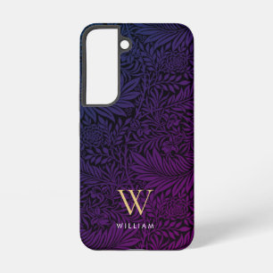 Elegant Purple Boho Botanical Pattern Monogram Samsung Galaxy Case