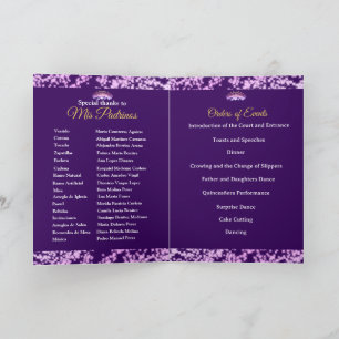 Elegant Purple Boho Gold Quinceañera Spanish Programme
