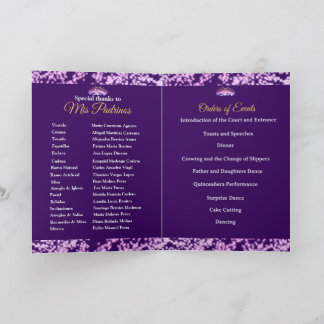 Elegant Purple Boho Gold Quinceañera Spanish Programme