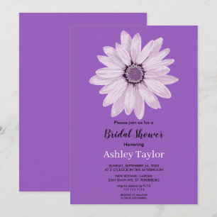 Elegant purple boho rose fall floral Bridal Shower Invitation