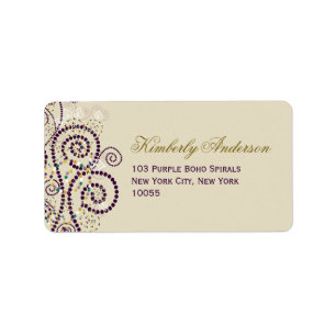 Elegant Purple Boho Spirals Wedding Address Label