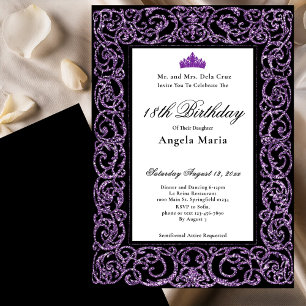 Elegant Purple Border 18th Birthday Debut Invitation