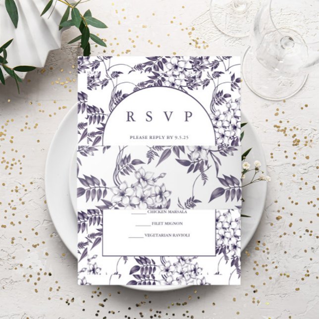 Elegant Purple Botanical Floral Wedding Invitation Belly Band (Creator Uploaded)
