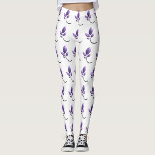 Elegant Purple Botanical Pattern Leggings
