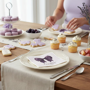 Elegant Purple Bow Baby Shower Paper Napkin