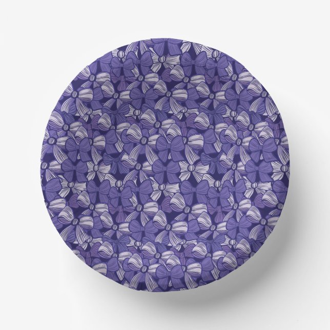 Elegant Purple Bow Pattern Paper Plate (Front)