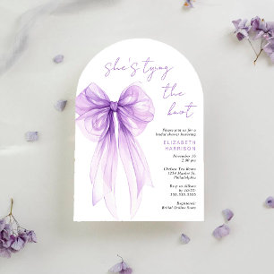 Elegant Purple Bow Watercolor Arch Bridal Shower Invitation