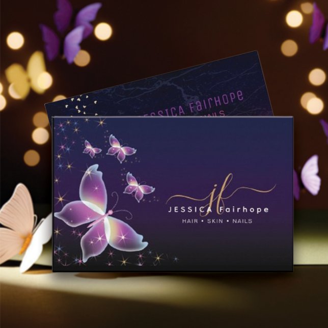  Elegant Purple Bright Butterflies  Business Card (Creator Uploaded)