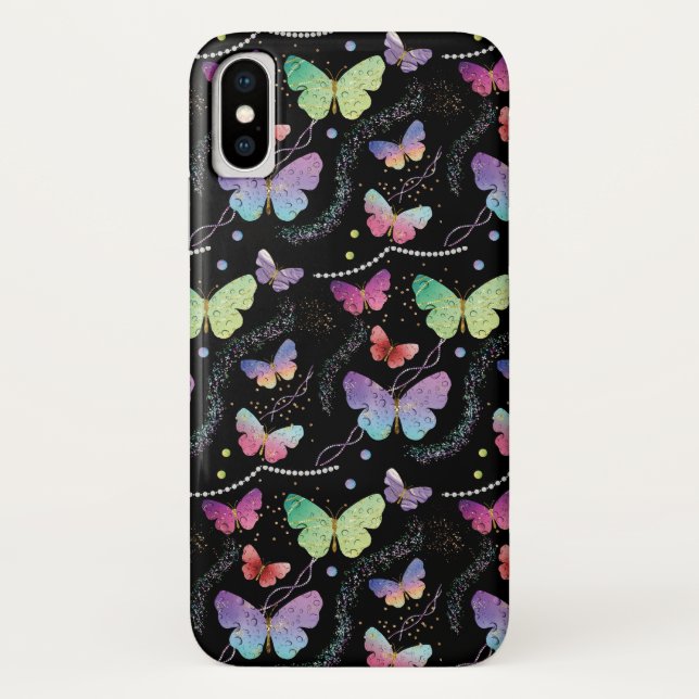  Elegant Purple Bright Butterflies Case-Mate iPhone Case (Back)