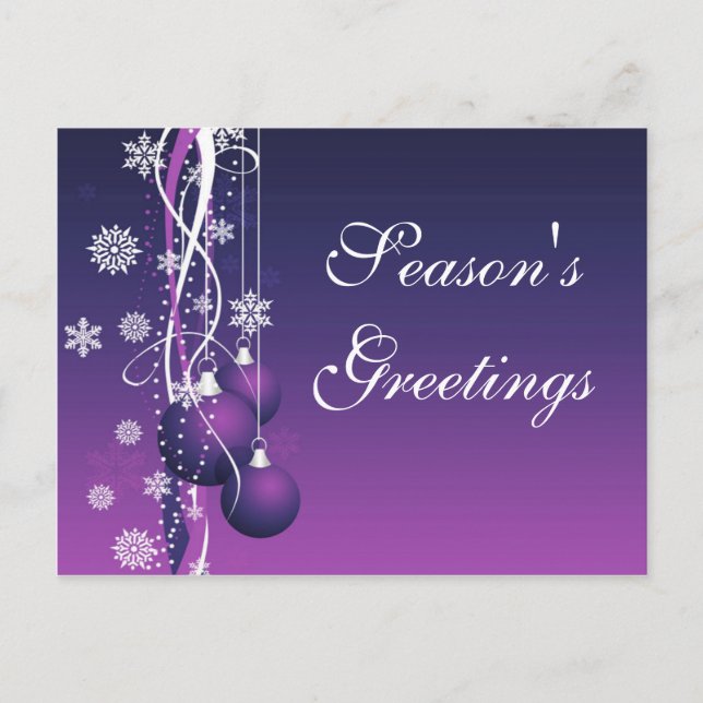 elegant purple business holiday Greeting PostCards (Front)
