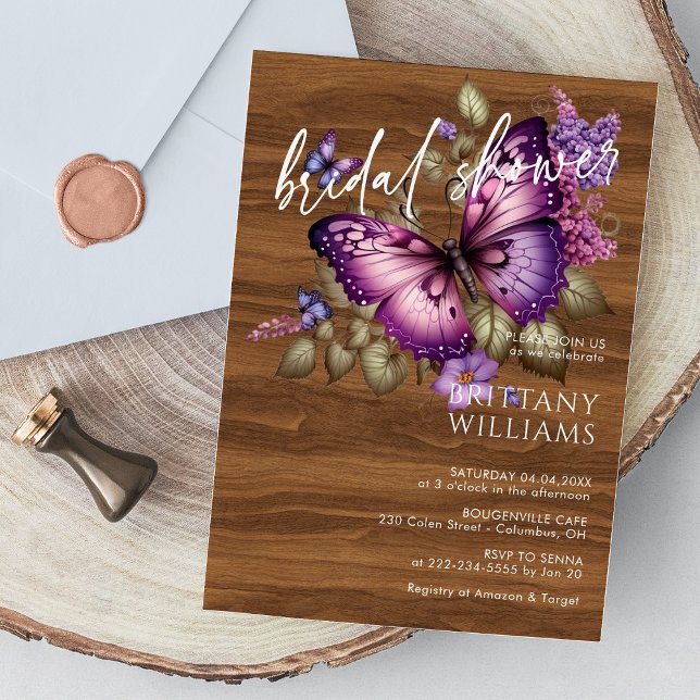 Elegant Purple Butterfly Bridal Shower Invitation (Elegant Purple Butterfly Bridal Shower Invitation
)