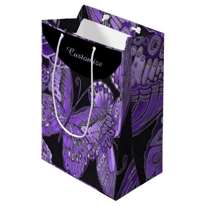 Elegant Purple Butterfly Pattern Gift Bag Zazzle.co.uk