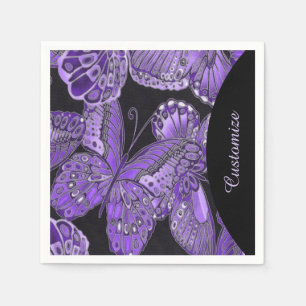 Elegant Purple Butterfly Pattern Napkins
