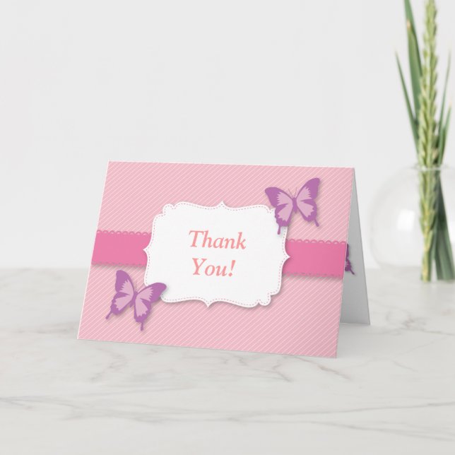 Elegant Purple butterfly thank you baby shower (Front)