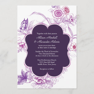 Elegant Purple Butterfly Wedding Invitation