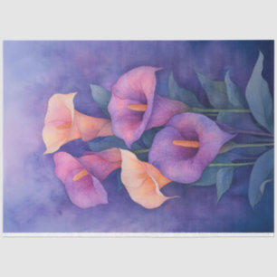 Elegant Purple Calla Lilies Decoupage Tissue Paper