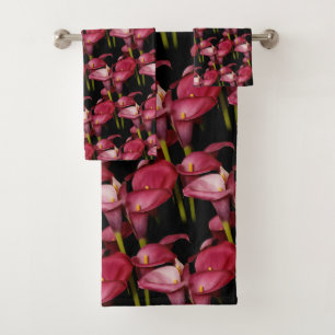 Elegant Purple Calla Lilies Flowers Bath Towel Set