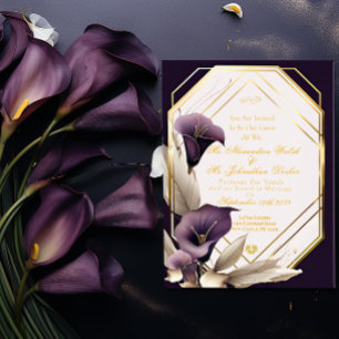 Elegant Purple Calla Lilly Floral Script Wedding