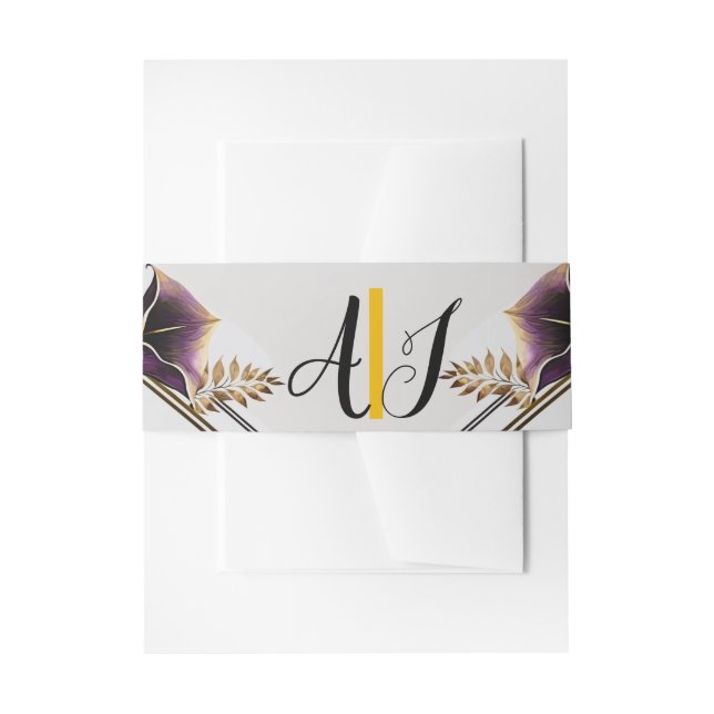 Elegant Purple Calla Lilly Modern  Invitation Belly Band (Front Example)