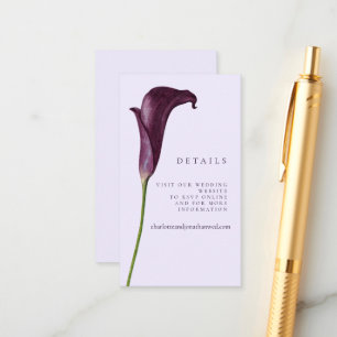 Elegant Purple Calla Lily Flower Wedding Enclosure Card
