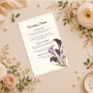 Elegant Purple Calla Lily Wedding Enclosure Card
