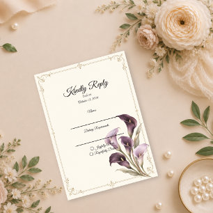 Elegant Purple Calla Lily Wedding RSVP Card