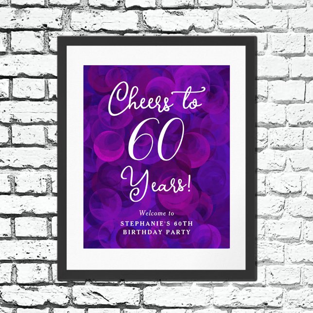 Elegant Purple Cheers to 60 Years 60th Birthday Poster (Creator Uploaded)