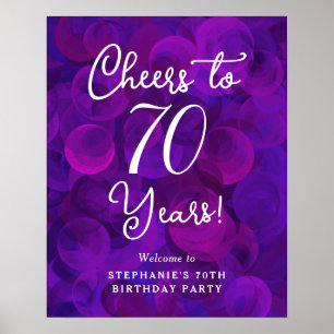 Elegant Purple Cheers to 70 Years 70th Birthday Poster