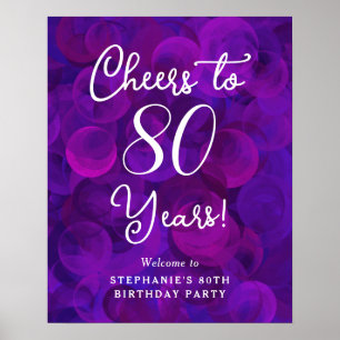 Elegant Purple Cheers to 80 Years 80th Birthday Poster