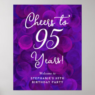 Elegant Purple Cheers to 95 Years 95th Birthday Poster