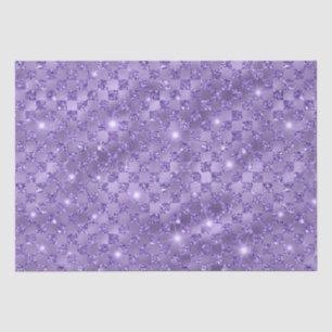 Elegant Purple Chequered Metallic Glitter Pattern Tissue Paper