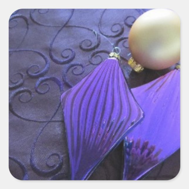 Elegant Purple Christmas Decorations Square Sticker (Front)